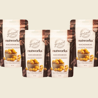 4-pack of Australian macadamias – hickory, salted, honey, and rosemary flavours