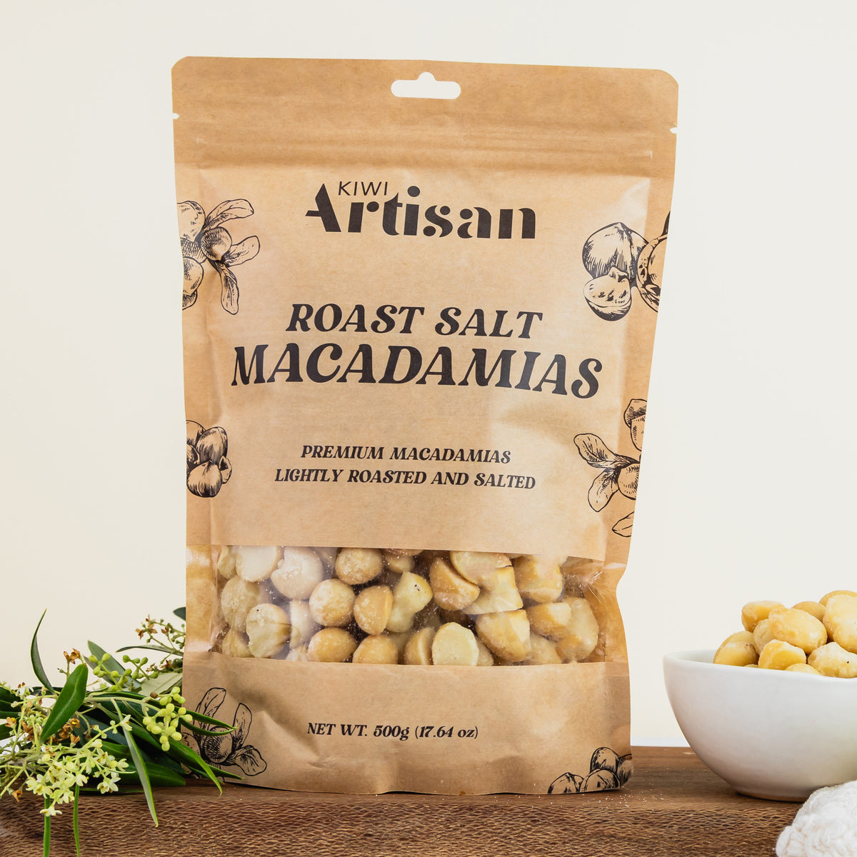 Kiwi Artisan Roast Salt Macadamias - 500g bag