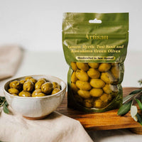 Green Olives Infused with Lemon Myrtle, Tusi Basil, Kawakawa & Premium Olive Oil – Native Herb Blend