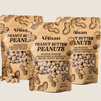Three-pack of Peanut Butter Peanuts – golden roasted and caramelized with real peanut butter